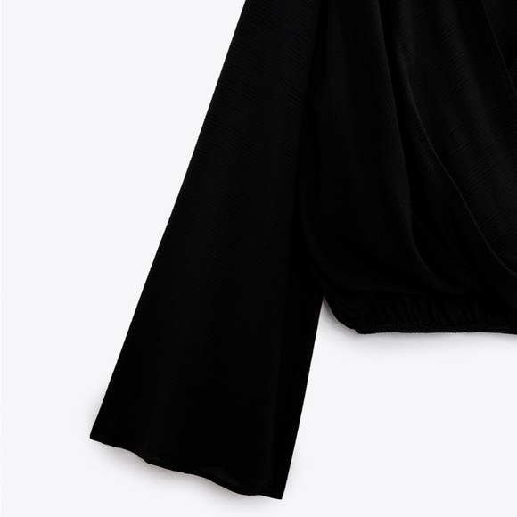ZARA CROPPED WRAP FRONT BLOUSE - Picture 3 of 3